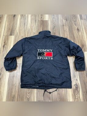 Vintage 90s Y2K Tommy Sports Nylon Windbreaker Jacket, Black, Medium